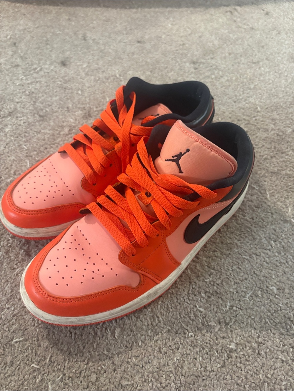 Jordan Kids Low-Top Sneakers in Orange and Pink with Black Swoosh